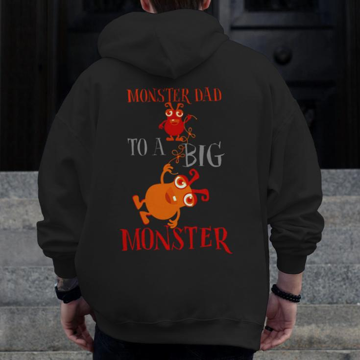 Monster Dad To A Big Monster Halloween Single Dad S Zip Up Hoodie Back Print