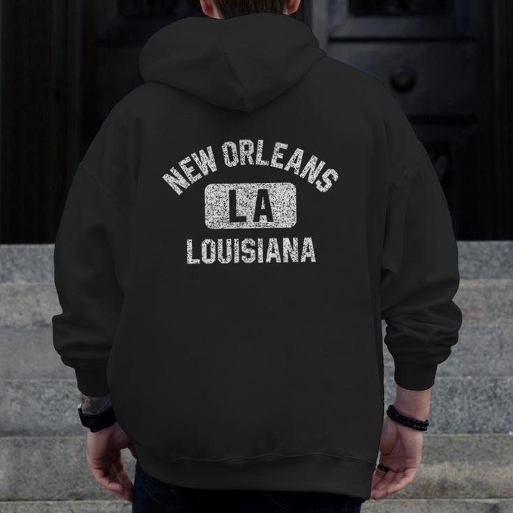 New Orleans Louisiana Gym Style Zip Up Hoodie Back Print
