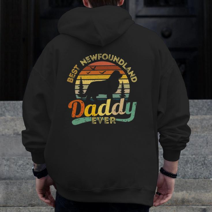 Newfoundland Dad Best Daddy Dog Lover Retro Vintage Zip Up Hoodie Back Print