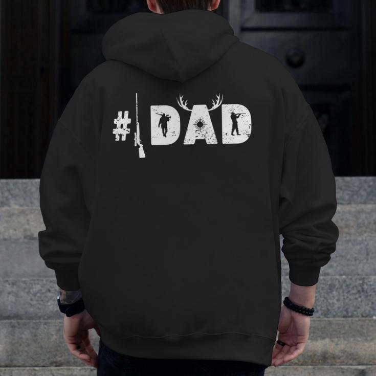 Number One Best Hunting Dad Deer Hunter Father's Day Zip Up Hoodie Back Print