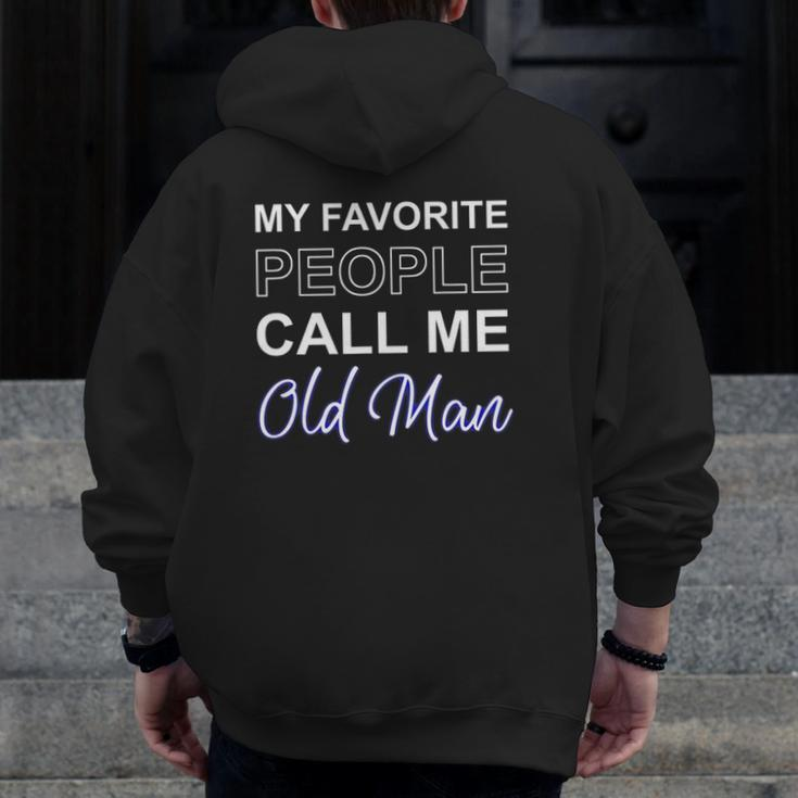 Old Man Pa Father's Day Present Apparel Pop American Dad Zip Up Hoodie Back Print