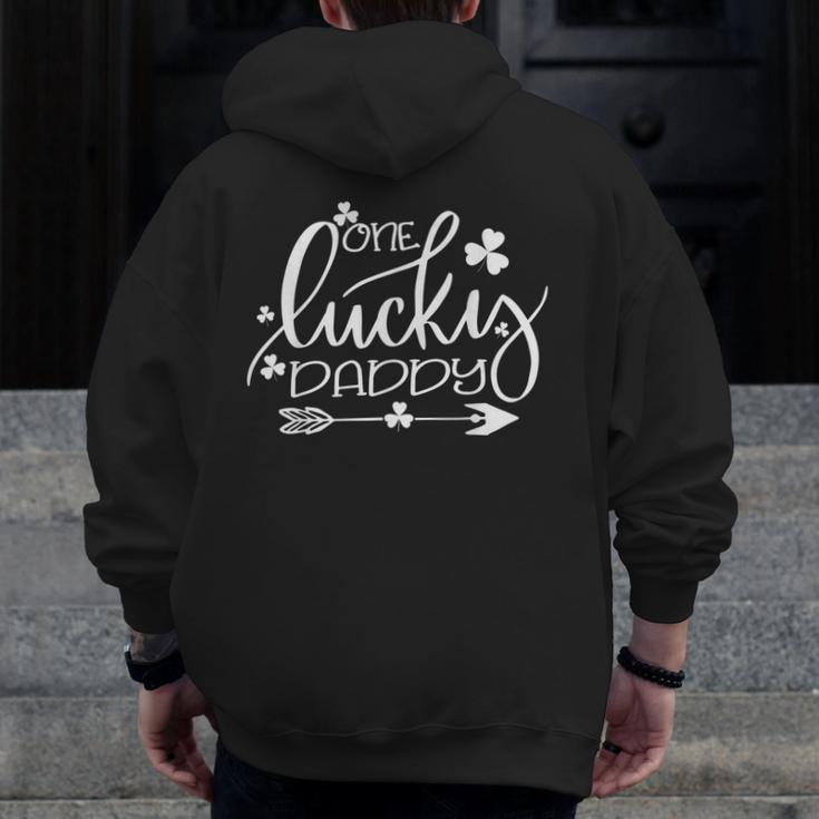 One Lucky Daddy Matching St Patrick's Day Father Zip Up Hoodie Back Print