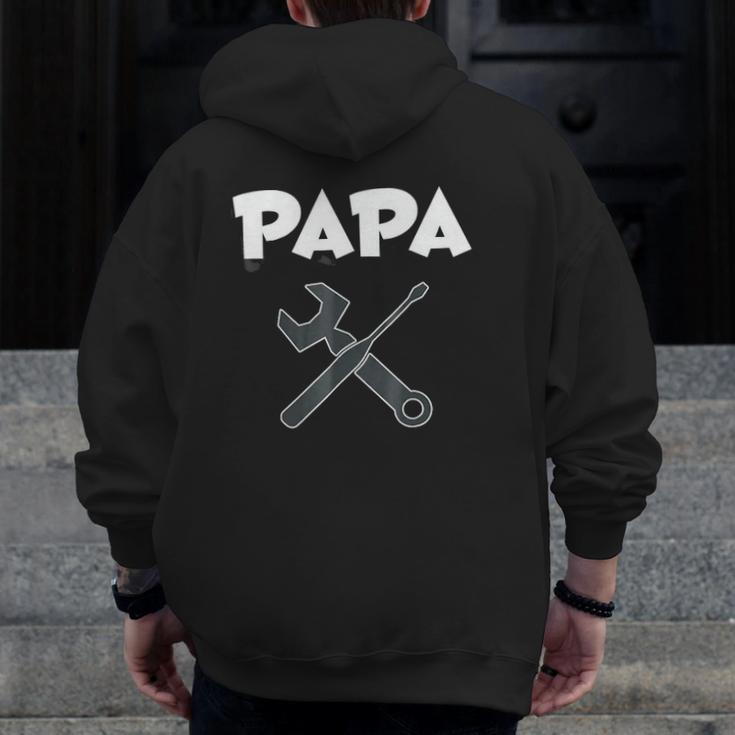 Papa The Handyman Father's Tools Zip Up Hoodie Back Print