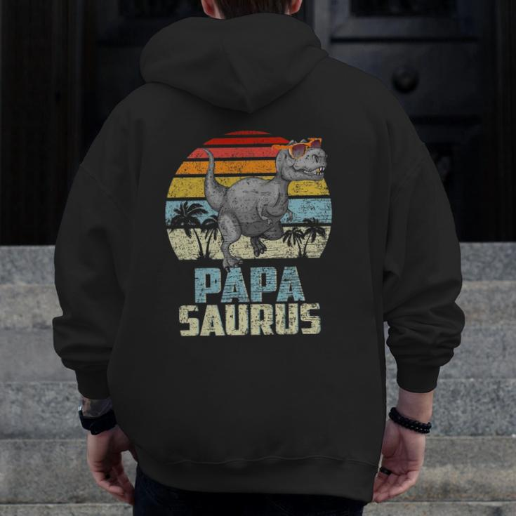 Papasaurus Rex Dinosaur Papa Saurus Family Matching Zip Up Hoodie Back Print