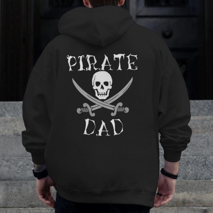 Pirate Dad Awesome Skull And Swords Halloween Tee Zip Up Hoodie Back Print