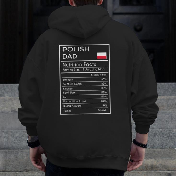 Polish Dad Nutrition Facts Fathers Day Hero Zip Up Hoodie Back Print