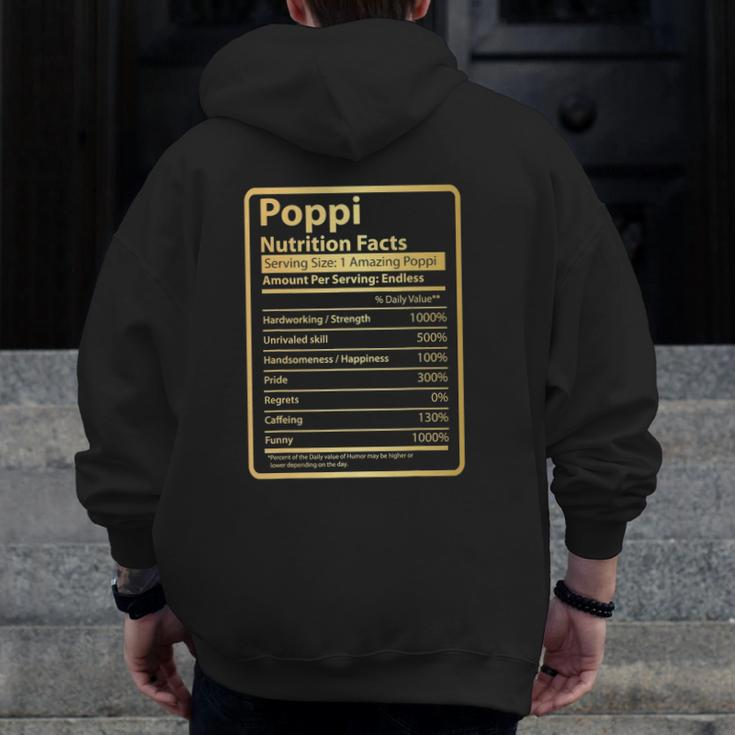 Poppi Nutrition Facts Father's Day For Poppi Zip Up Hoodie Back Print