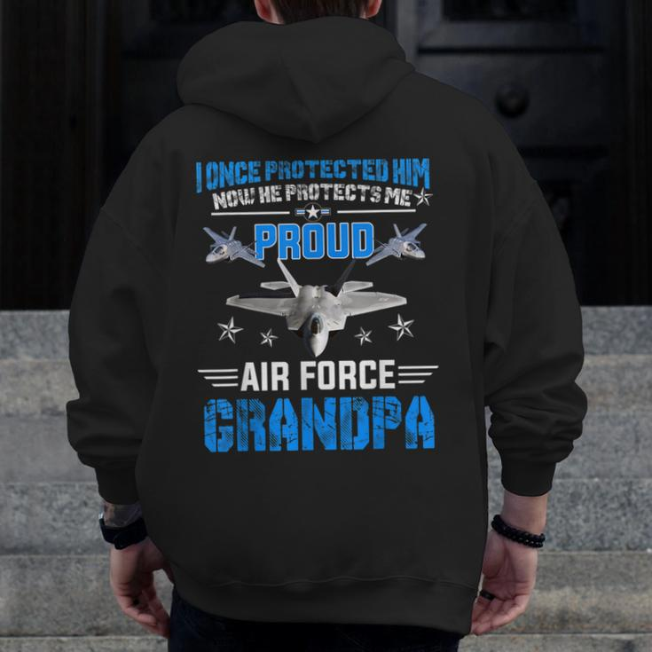 Pride Military Family Proud Grandpa Air Force Zip Up Hoodie Back Print