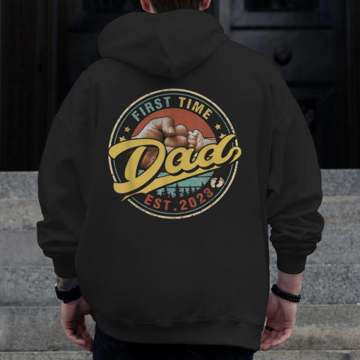 Promoted To Dad 2023 For New Dad First Time Zip Up Hoodie Back Print