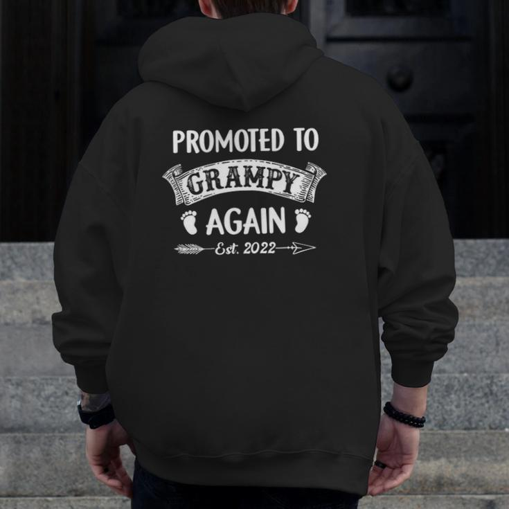 Promoted To Grampy Again Est 2022 Leveled Up To Grampy Zip Up Hoodie Back Print