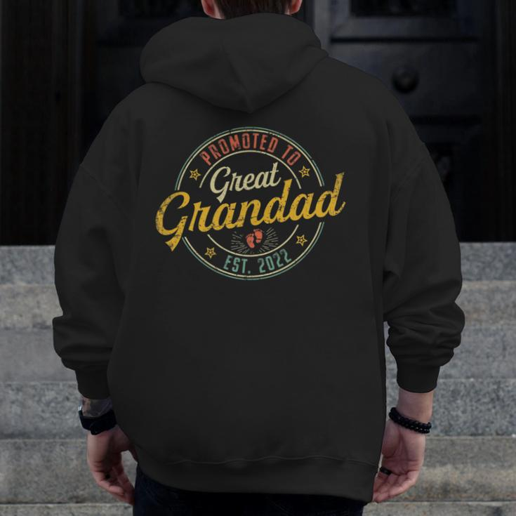 Promoted To Great Grandad 2022 Fathers Day First New Grandpa Grandpa Zip Up Hoodie Back Print