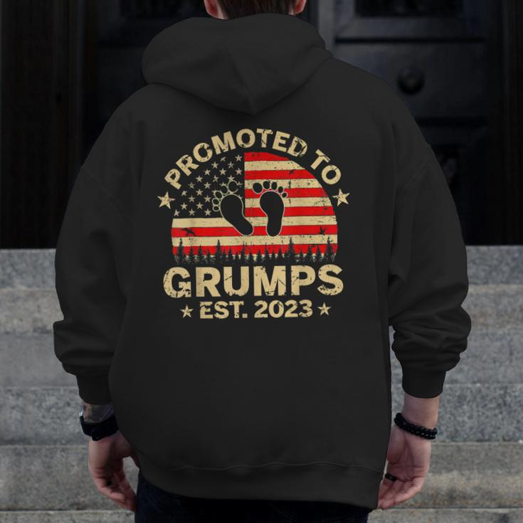 Promoted To Grumps 2023 First Time Fathers Day New Dad Zip Up Hoodie Back Print