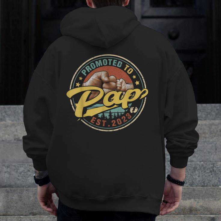 Promoted To Pap 2023 For New Dad First Time Zip Up Hoodie Back Print