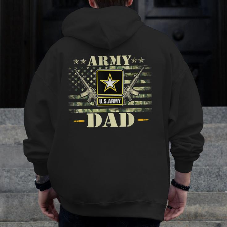 Proud Army Dad United States Usa Flag Father Zip Up Hoodie Back Print