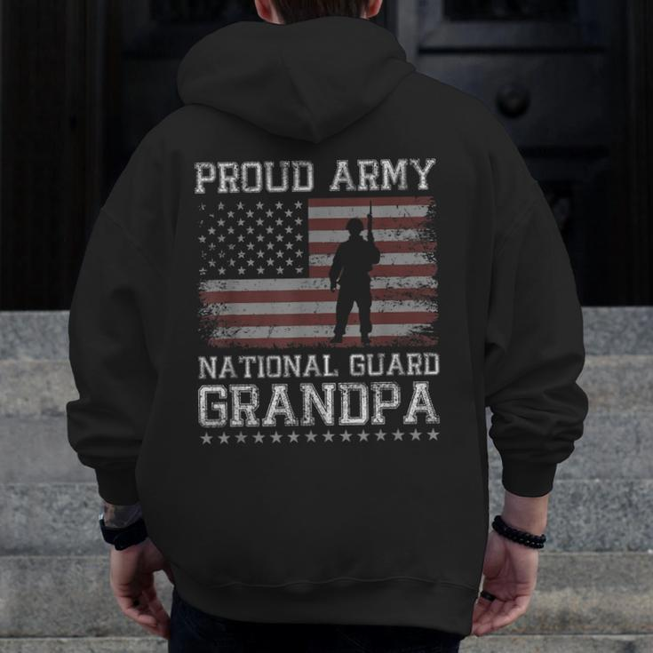 Proud Army National Guard Grandpa Us Military Zip Up Hoodie Back Print