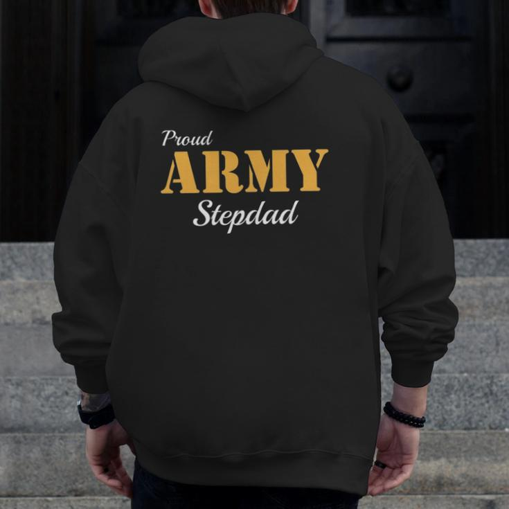 Proud Army Stepdad Father's Day Zip Up Hoodie Back Print
