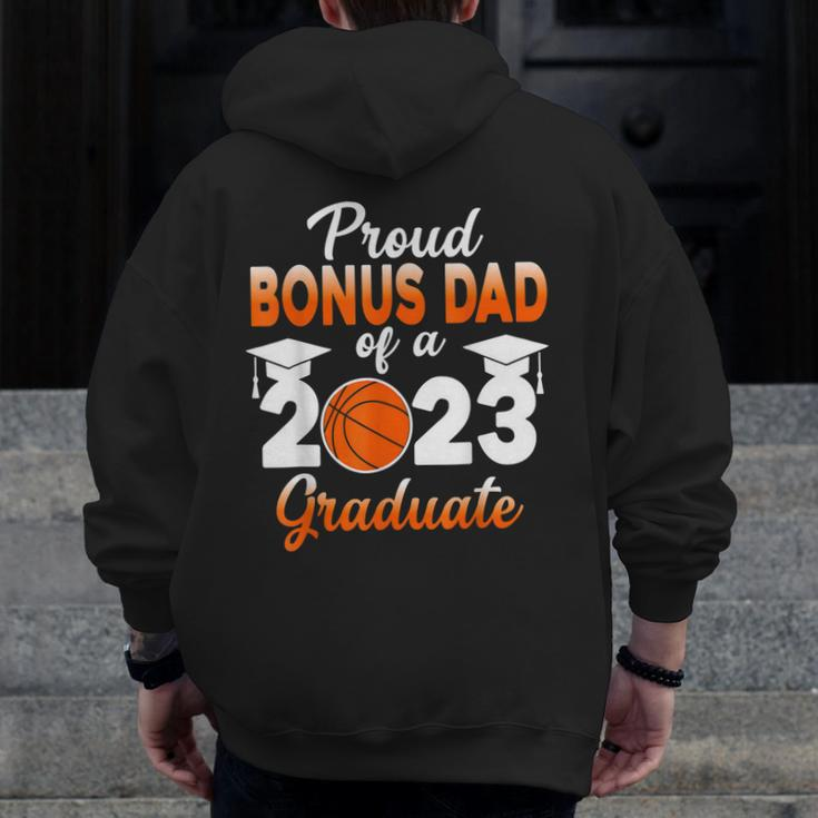 Proud Dad Of A 2023 Graduate Basketball Senior 23 Zip Up Hoodie Back Print