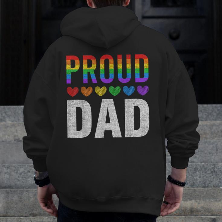 Proud Dad Of Gay Lesbian Lgbt Family Matching Pride Ally Zip Up Hoodie Back Print