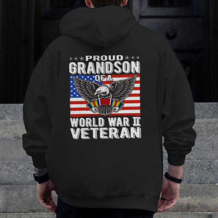 Proud Grandson Of A World War 2 Veteran Patriotic Ww2 Zip Up Hoodie Back Print