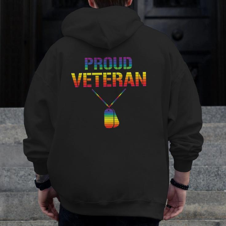 Proud Veteran Lgbtq Veterans Day Gay Pride Army Military Zip Up Hoodie Back Print