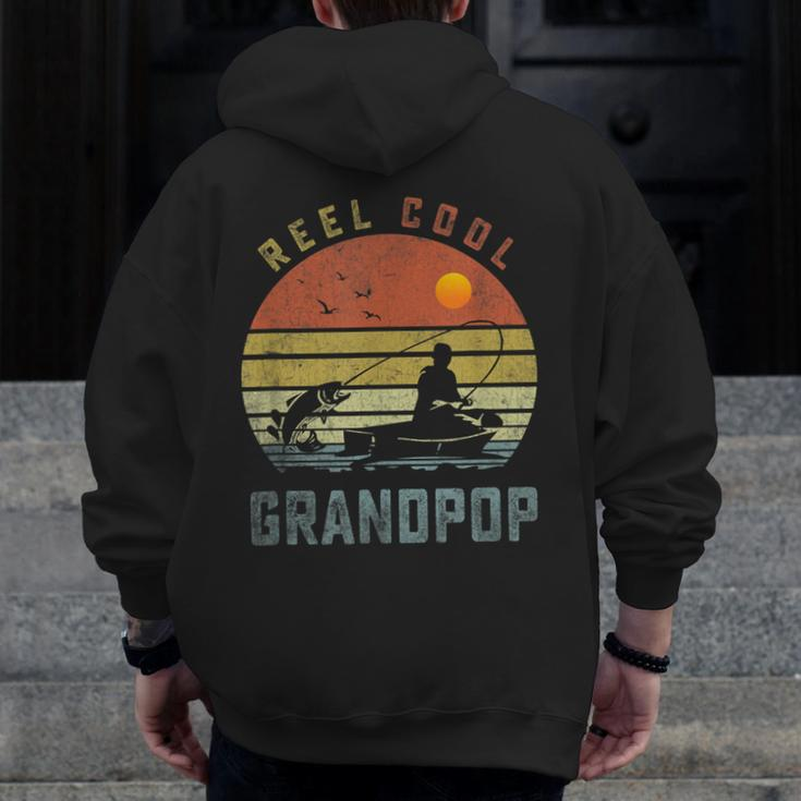 Reel Cool Grandpop Fishing Dad Father's Day Fisherman Zip Up Hoodie Back Print