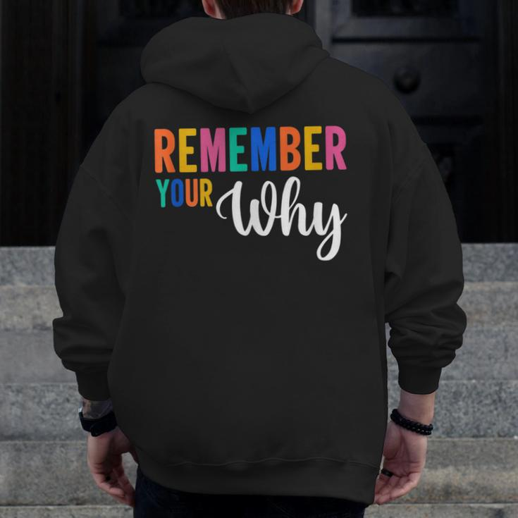 Remember Your Why Motivational Gym Fitness Workout Quote Zip Up Hoodie Back Print