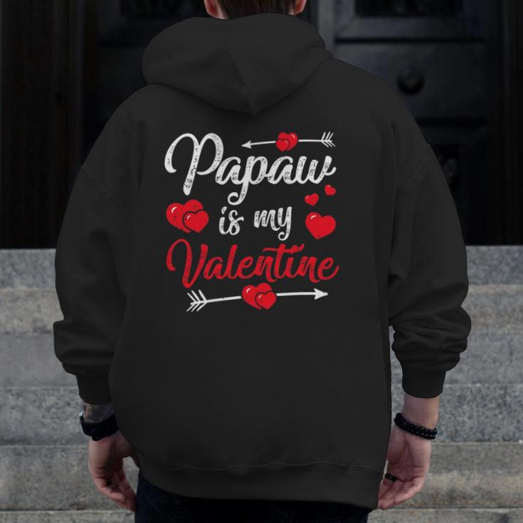 Retro Hearts Papaw Is My Valentines Day Father's Day Zip Up Hoodie Back Print
