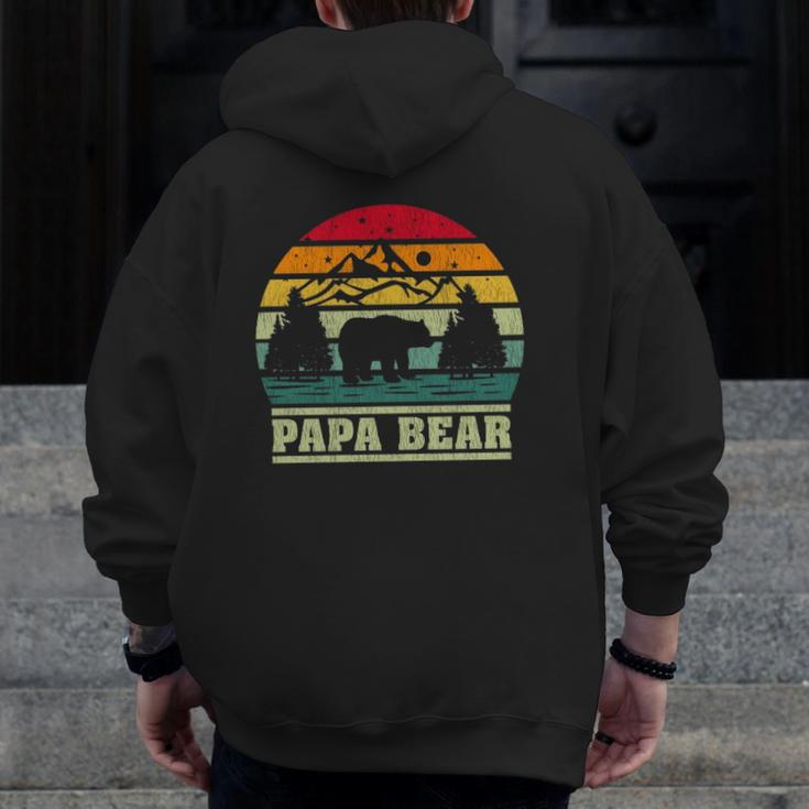 Retro Vintage Camping Lover Papa Bear Camper Zip Up Hoodie Back Print