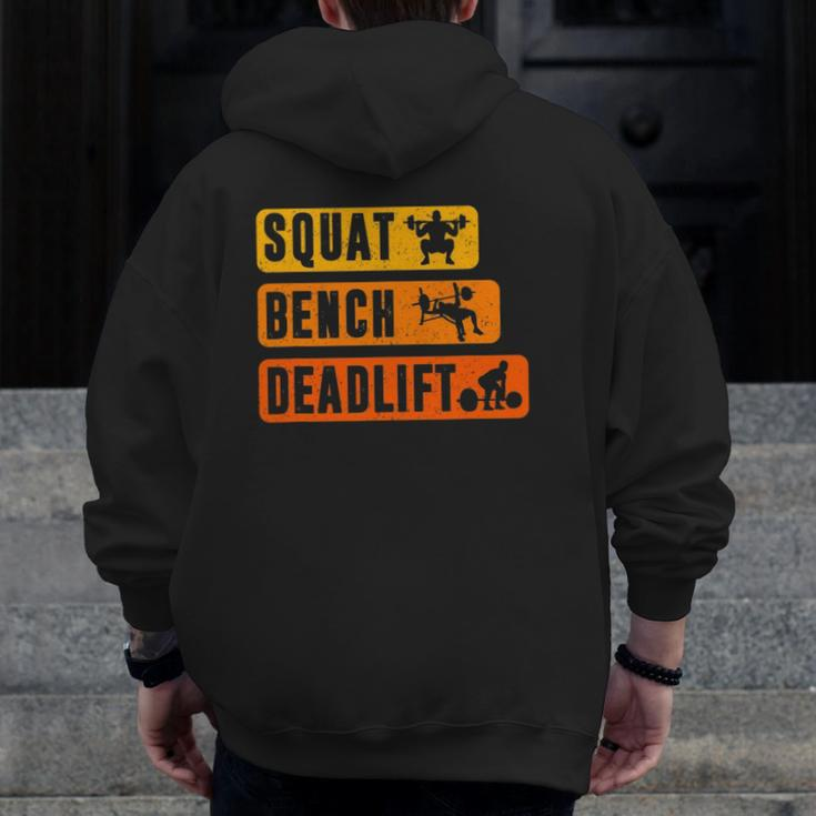 Squat Bench Deadlift Powerlifter Bodybuilding Fitness Zip Up Hoodie Back Print