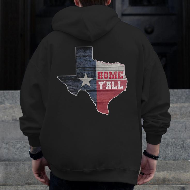 Texas Home Y'all State Lone Star Pride Zip Up Hoodie Back Print