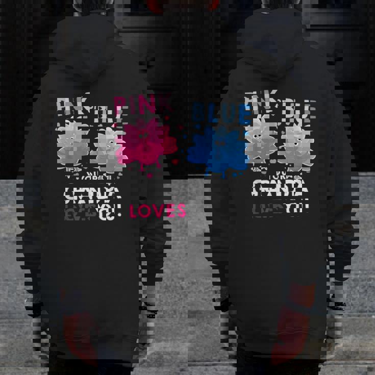 Thanksgiving Baby Shower Gender Reveal For Grandpa Zip Up Hoodie Back Print