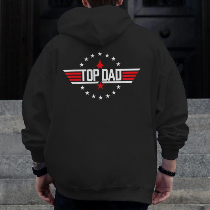 Top Dad Men Vintage Top Dad Top Movie Gun Jet Zip Up Hoodie Back Print