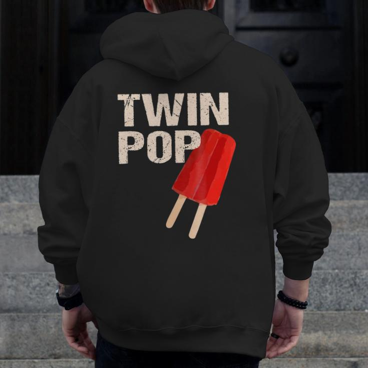 Twin Pop For Grandpa Twins Dadfather's Day Zip Up Hoodie Back Print
