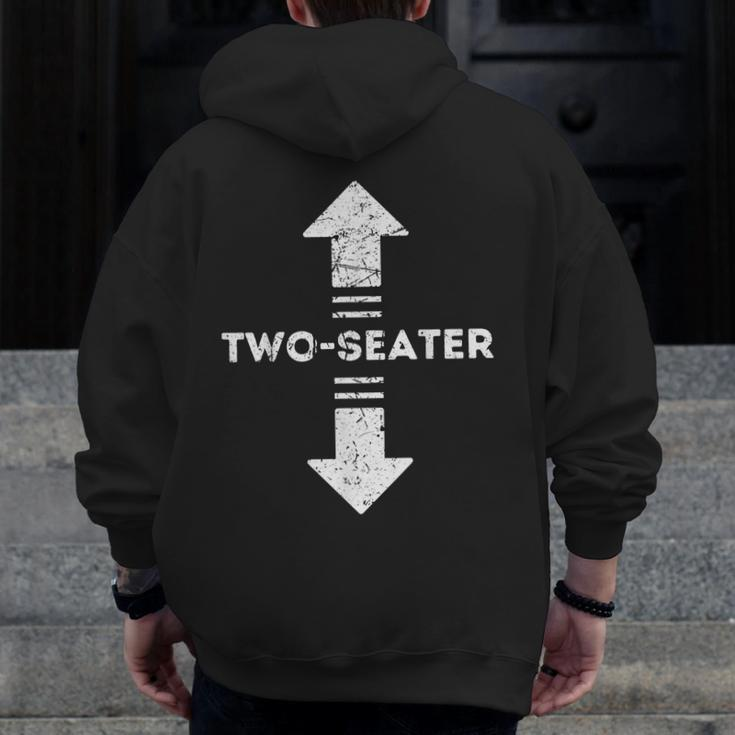 Two Seater Arrows Apparel For Men Dad Joke 2 Seater For Dad Zip Up Hoodie Back Print