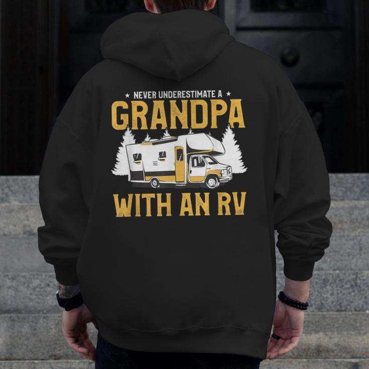 Never Underestimate A Grandpa With An Rv Motorhome Camping Zip Up Hoodie Back Print