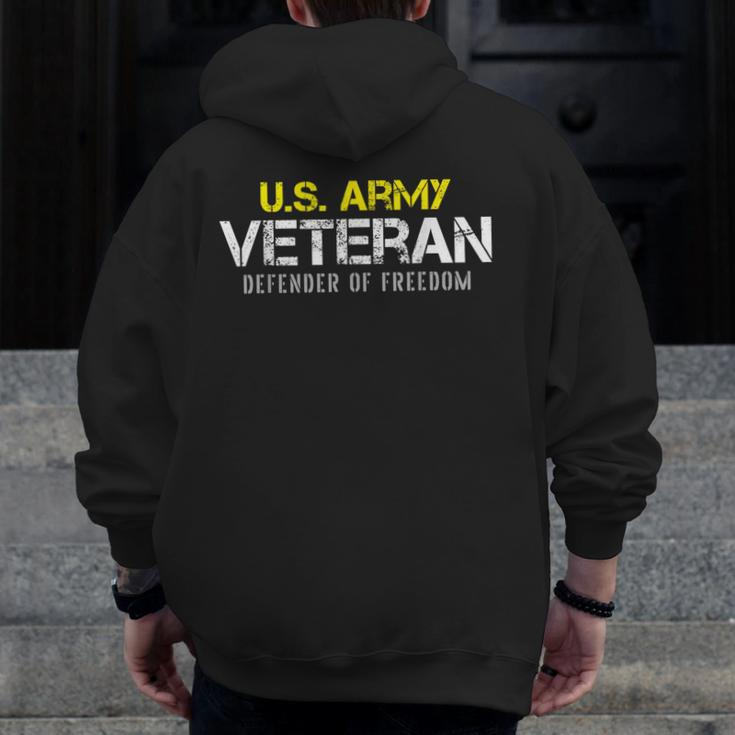 US Army Proud Army Veteran Vintage Zip Up Hoodie Back Print