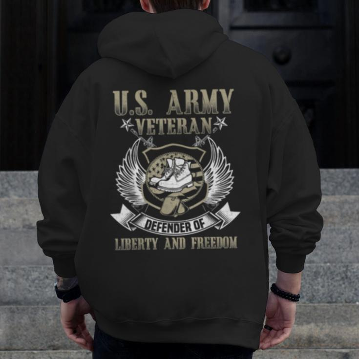 Us Army Veteran Defender Of Liberty Zip Up Hoodie Back Print