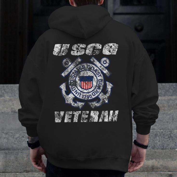 Us Coast Guard Original Veteran Vintage Veteran Zip Up Hoodie Back Print