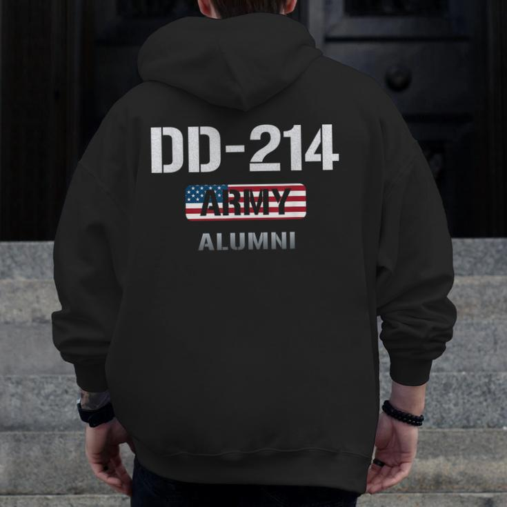 Usa Flag Dd214 Us Army Veteran Alumni Vintage Zip Up Hoodie Back Print
