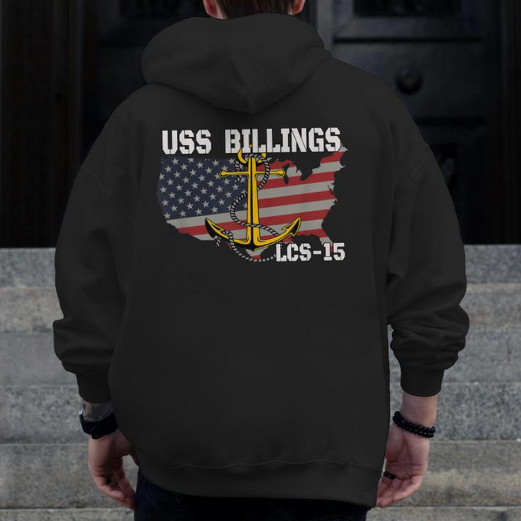 Uss Billings Lcs-15 Littoral Combat Ship Veterans Day Father Zip Up Hoodie Back Print