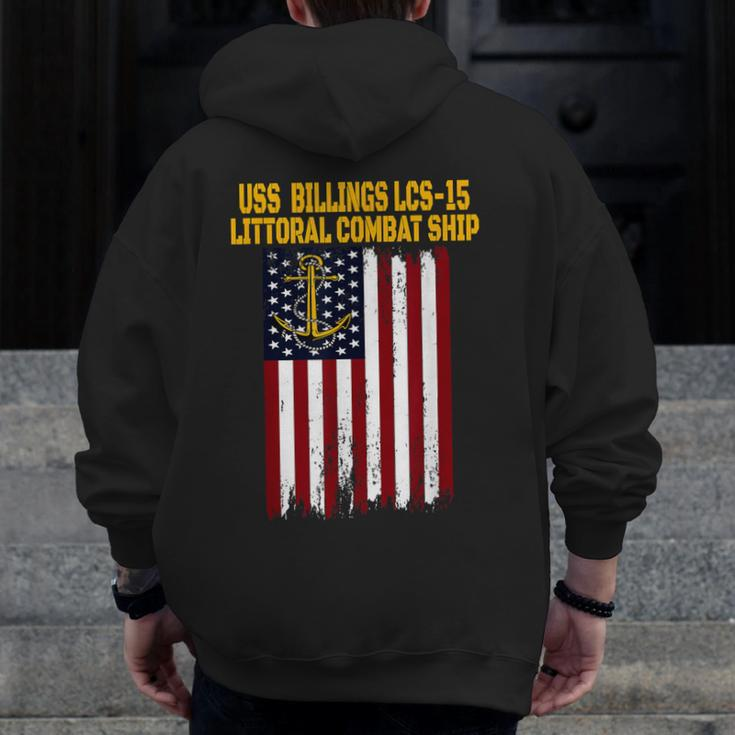 Uss Billings Lcs-15 Littoral Combat Ship Veterans Day Zip Up Hoodie Back Print