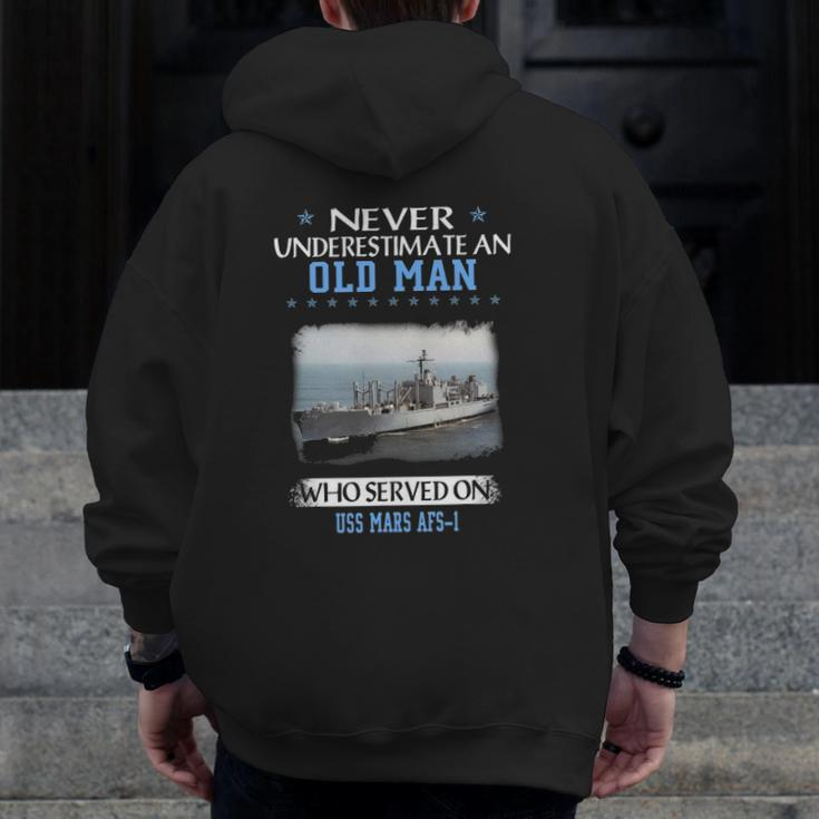 Uss Mars Afs 1 Veterans Day Father Day Zip Up Hoodie Back Print