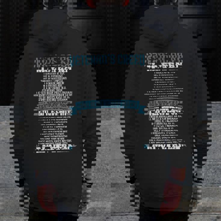 Veteran's Creed Patriot Grandpa Vietnam War Zip Up Hoodie Back Print Veteran's Creed Patriot Grandpa Vietnam War Zip Up Hoodie Back Print