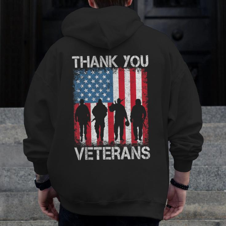 Veterans Day Thank You Veterans Proud Zip Up Hoodie Back Print