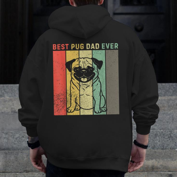 Vintage Best Pug Dog Dad Ever Men Zip Up Hoodie Back Print