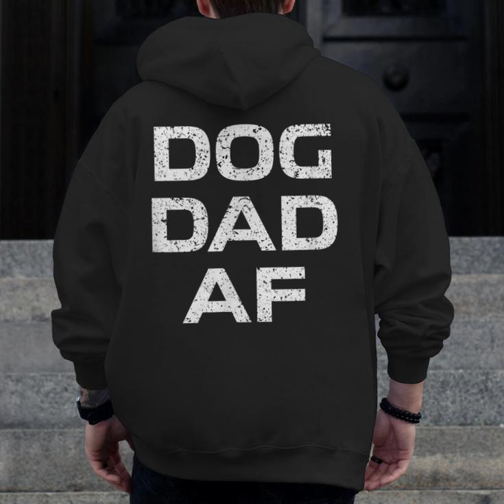 Vintage Dog Dad Af Mans Best Friend Zip Up Hoodie Back Print