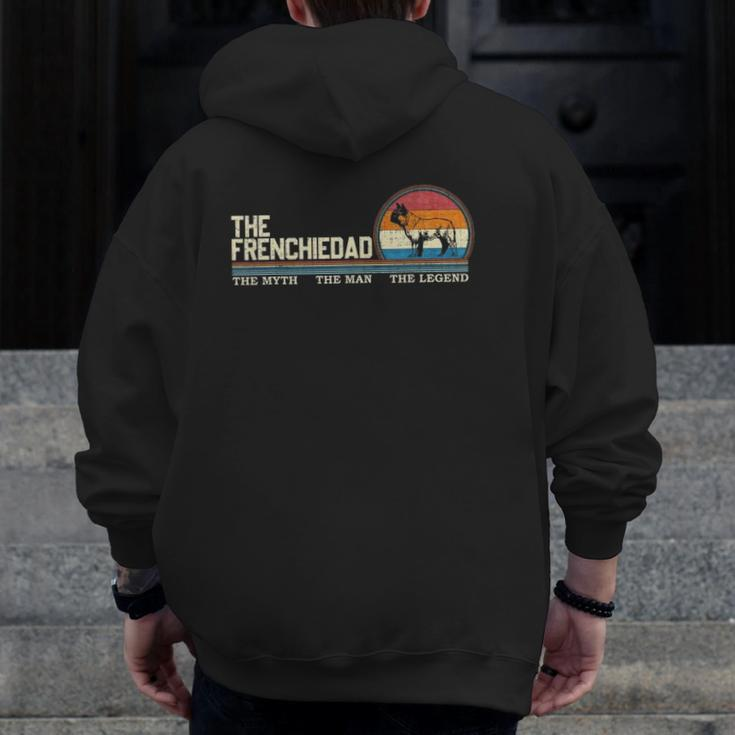 Vintage The Frenchie Dad French Bulldog Lover Silhouette Zip Up Hoodie Back Print