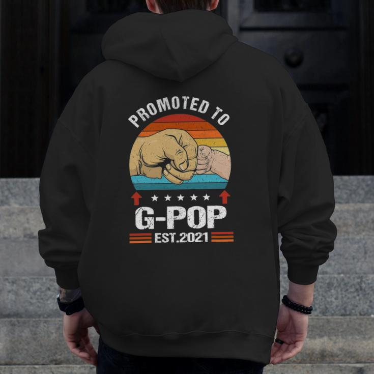 Vintage Promoted To G-Pop 2021 Father Day Zip Up Hoodie Back Print