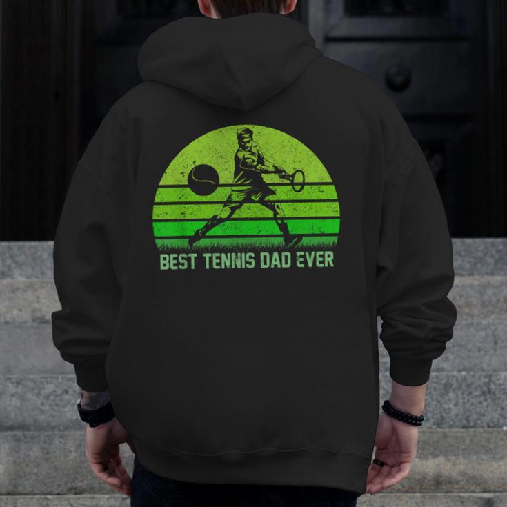 Vintage Retro Best Tennis Dad Ever Father's Day Zip Up Hoodie Back Print