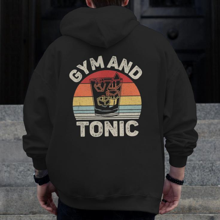 Vintage Retro Gym Gin And Tonic Gin Lover Zip Up Hoodie Back Print